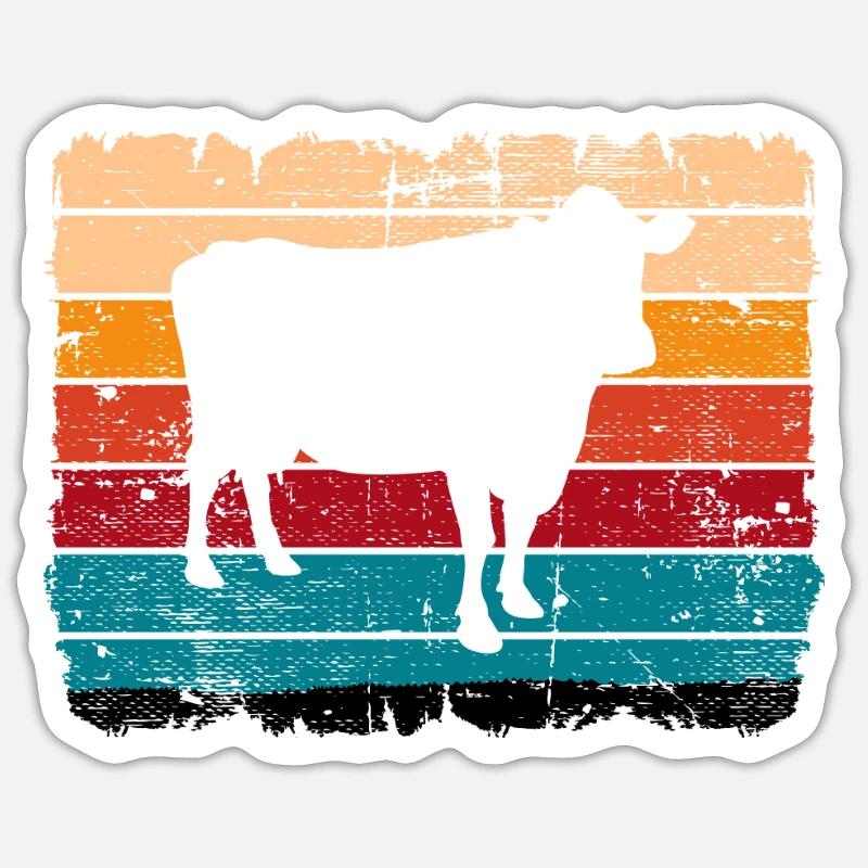 Kuh Retro Muh Landwirt Milch Bauernhof Geschenk Sticker Größe S (10 x 10 cm)