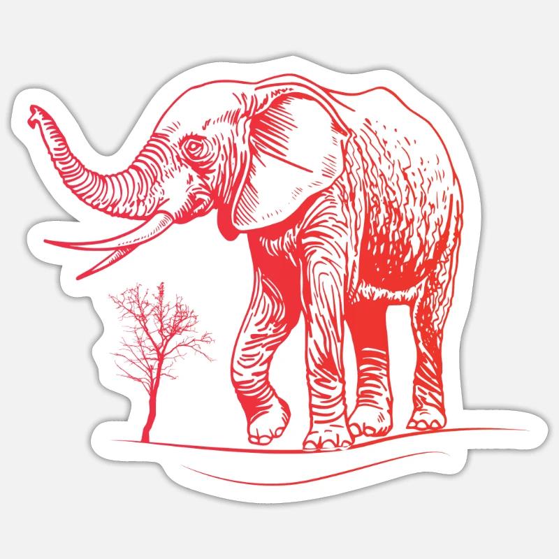 Elefant Kinder Rot Elefant - Sticker Größe S (10 x 10 cm) - Mattweiß