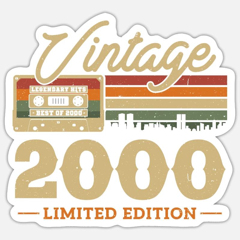 2000 - 23/24 ans anniversaire - Sticker taille S (10 x 10 cm) - blanc mat