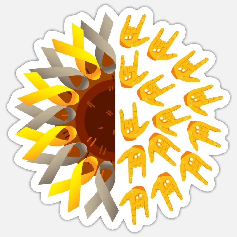 Fierté sourde ASL - Sticker taille S (10 x 10 cm) - blanc mat