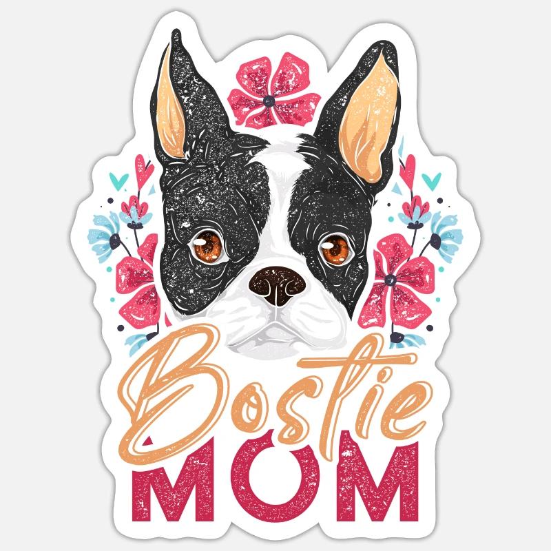 Bostie Mama Hund Muttertag Geschenk Boston Terrier Sticker Größe S (10 x 10 cm)