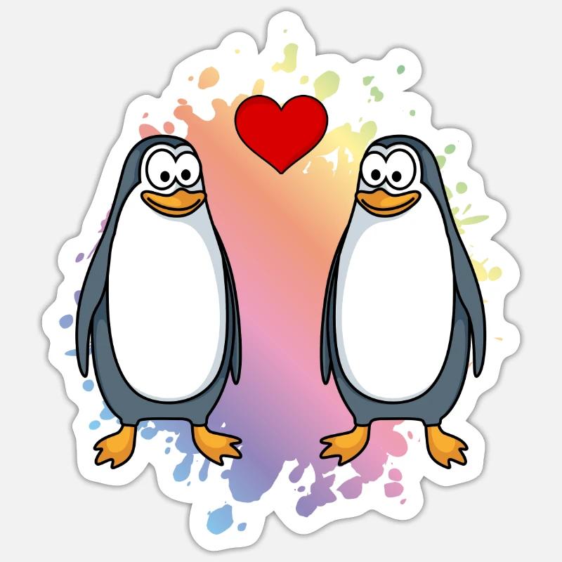 Penguin Comic Couple Love Sticker taille S (10 x 10 cm)