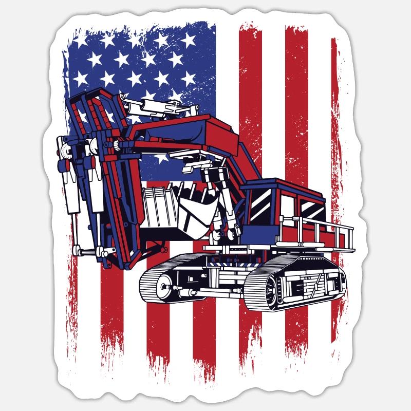 Excavator Seilbagger Raupenbagger Baggerführer - Sticker Größe S (10 x 10 cm) - Mattweiß
