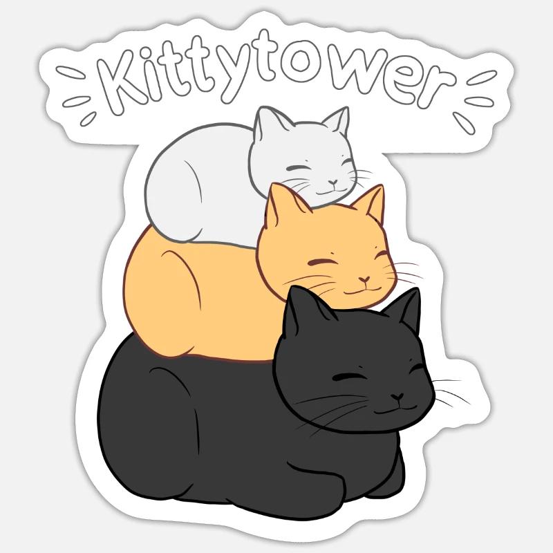 kittytower2 - Sticker Größe S (10 x 10 cm) - Mattweiß