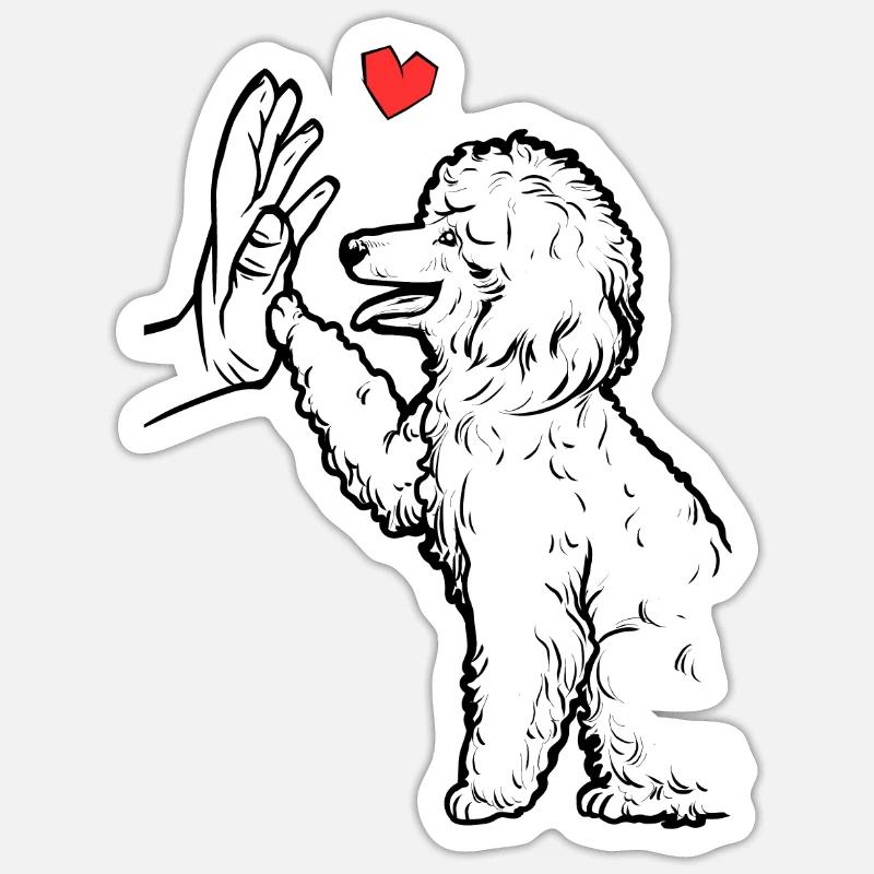 Poodle Doux caniche Amour caniche - Sticker taille S (10 x 10 cm) - blanc mat