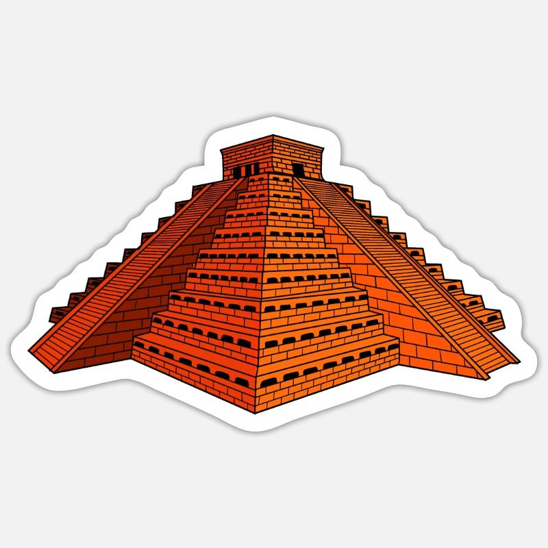 Pyramide aztèque - Sticker taille S (10 x 10 cm) - blanc mat