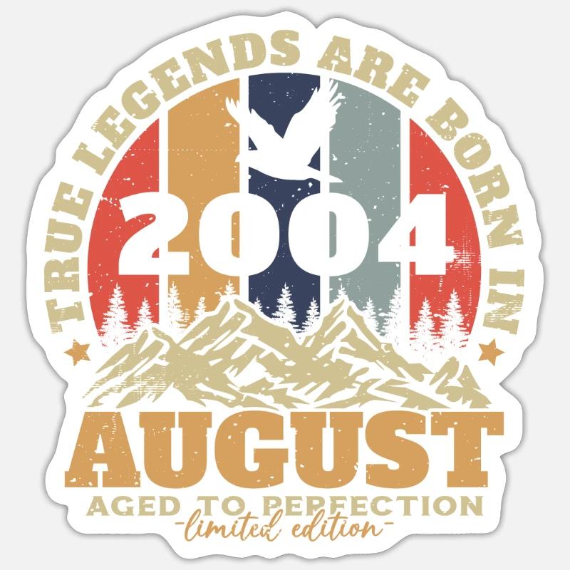 August 2004 Vintage Geburtstag Retro - Sticker Größe S (10 x 10 cm) - Mattweiß