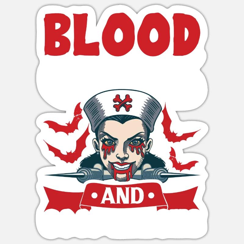 Gruselige Krankenschwester Horror Krankenschwester - Sticker Größe S (10 x 10 cm) - Mattweiß