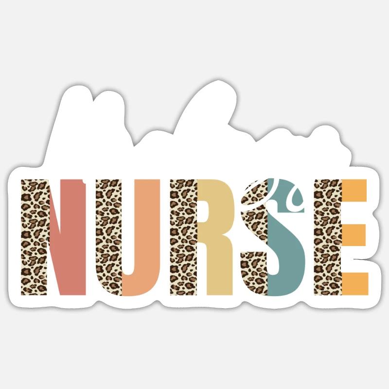 Urology Nurse Leopard Pattern Sticker size S (10 x 10 cm)