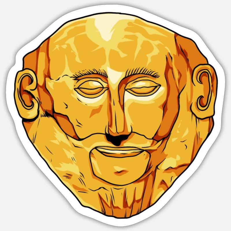 Masque d’Agamemnon - Sticker taille S (10 x 10 cm) - blanc mat