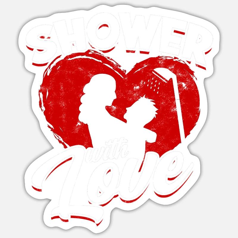 Douche avec amour - Douche Sticker taille S (10 x 10 cm)