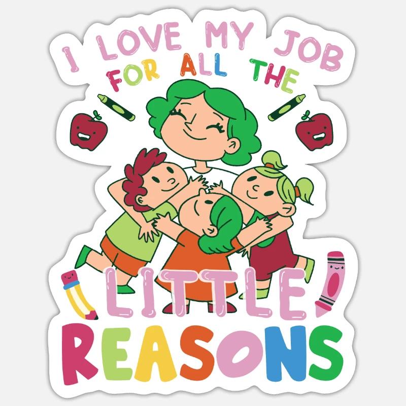 Aide-enseignant Enseignant de maternelle Enseignant - Sticker taille S (10 x 10 cm) - blanc mat