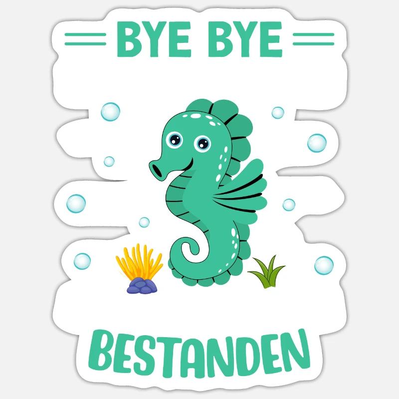 Frühschwimmer Seepferdchen bestanden - Sticker Größe S (10 x 10 cm) - Mattweiß