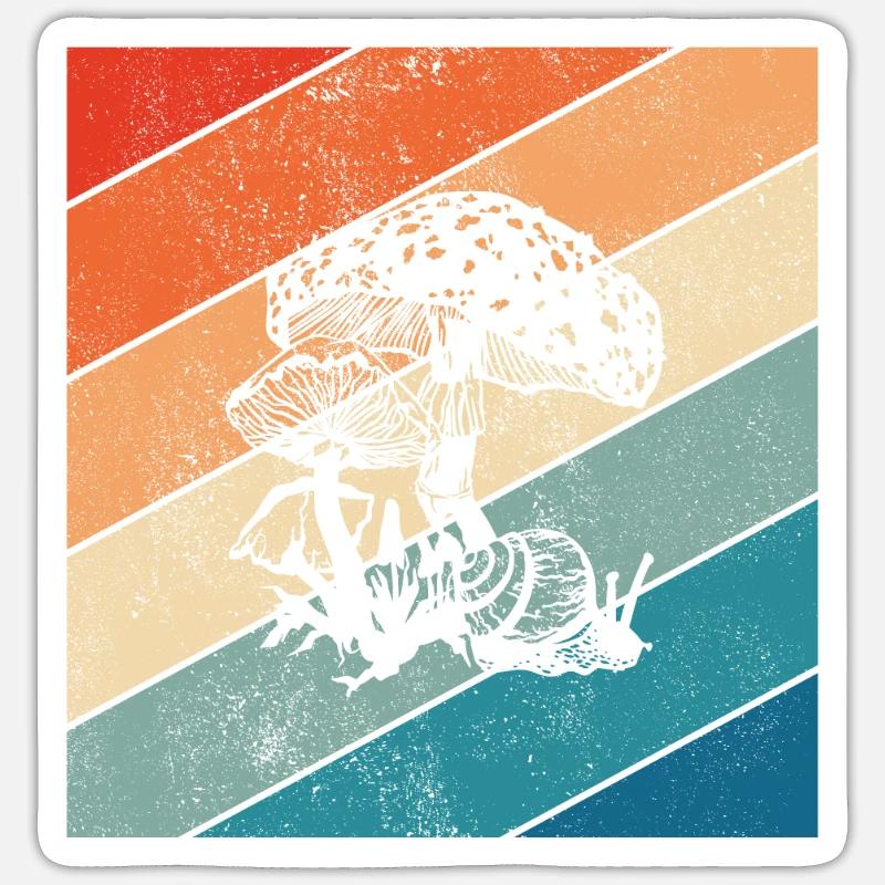 Champignons Champignons Crapaud Crapaud Cadeau Rétro Sticker taille S (10 x 10 cm)