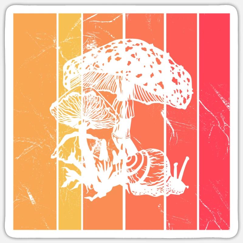 Champignons Champignons Crapaud Crapaud Cadeau Rétro Sticker taille S (10 x 10 cm)