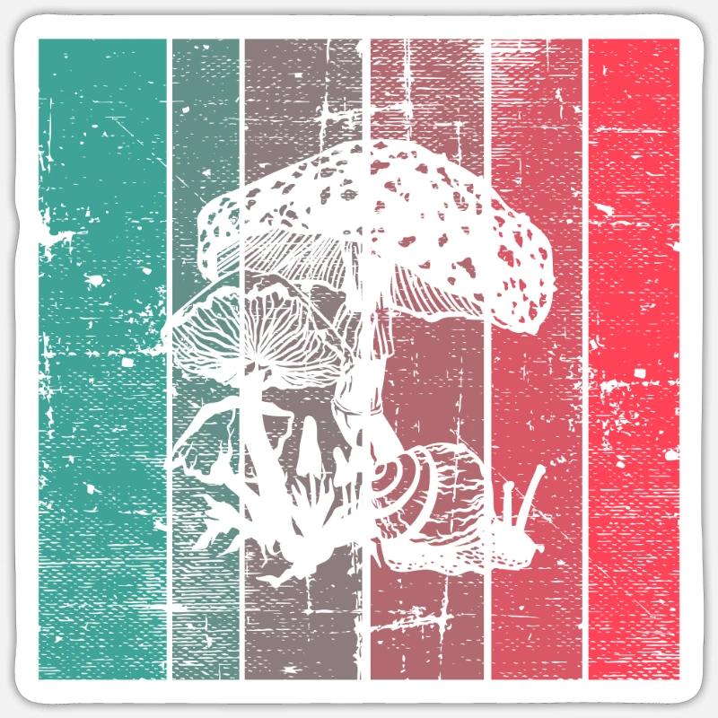 Champignon Rétro Champignons Cèpes Champignons Crapaud Tabouret Cadeau Sticker taille S (10 x 10 cm)