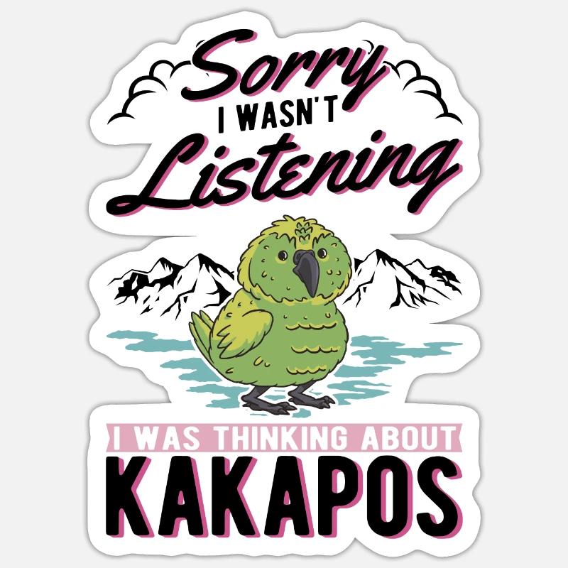 Kakapo Oiseau Perroquet de nuit - Sticker taille S (10 x 10 cm) - blanc mat