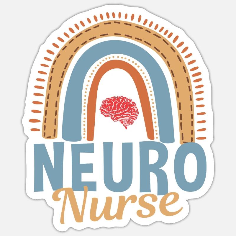 Infirmière du Neuro Arc-en-ciel - Sticker taille S (10 x 10 cm) - blanc mat