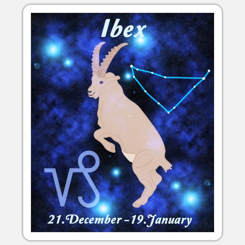 Sternzeichen Steinbock, Sternenbild, Astrologie - Sticker Größe S (10 x 10 cm) - Mattweiß