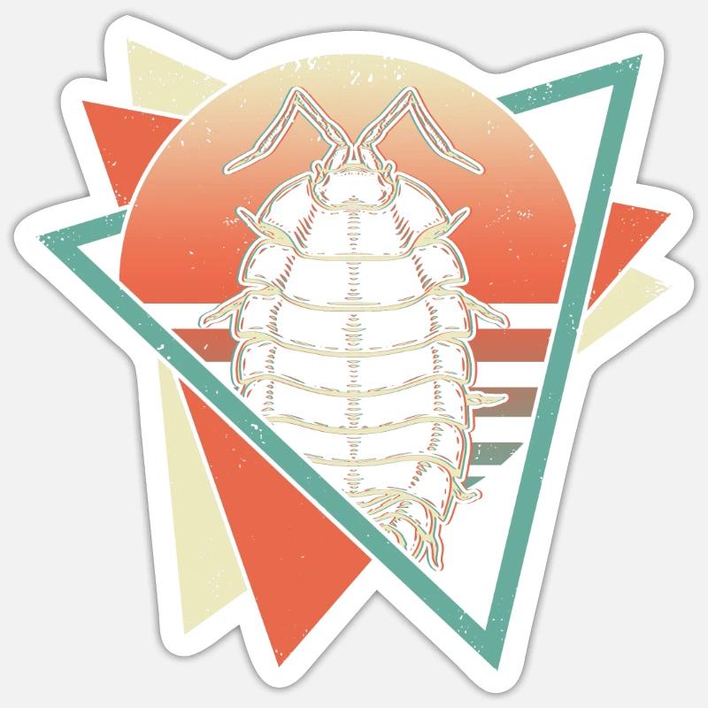 Isopodes Retro Vaporwave - Sticker taille S (10 x 10 cm) - blanc mat