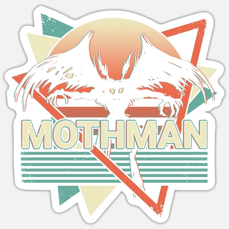Mothman Crypto Cryptozoology Retro - Sticker size S (10 x 10 cm) - white matte