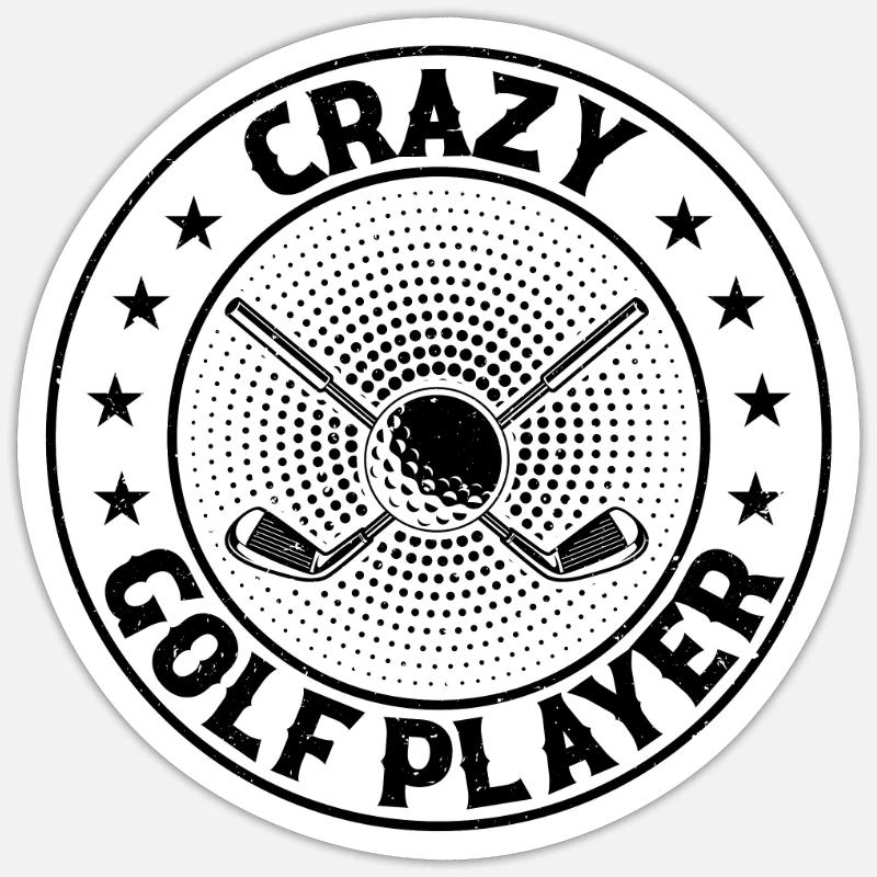 Crazy Golf Player - Golfing Golfer Player - Sticker Größe S (10 x 10 cm) - Mattweiß