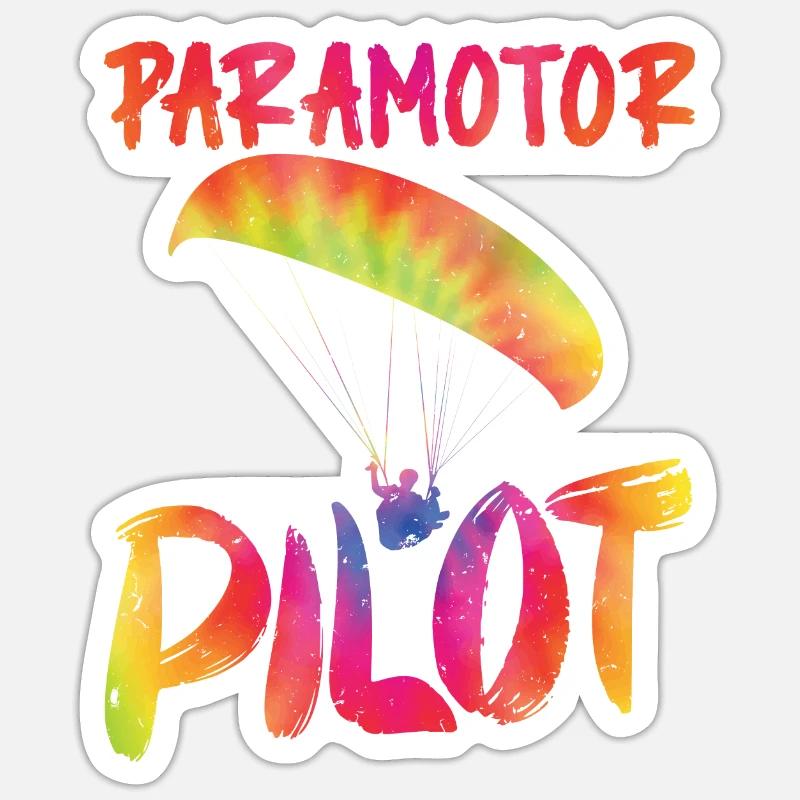 Paramotor Pilot Gleitschirmflieger Shirt - Sticker Größe S (10 x 10 cm) - Mattweiß