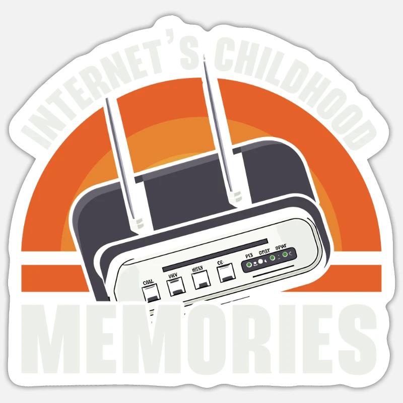 DFÜ-Internetverbindung 90er Computerwitze Sticker Größe S (10 x 10 cm)