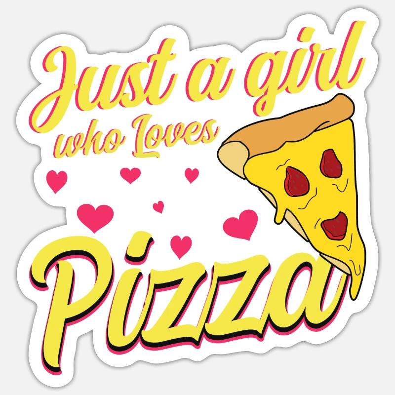 Mädchen lieben Pizza - Sticker Größe S (10 x 10 cm) - Mattweiß
