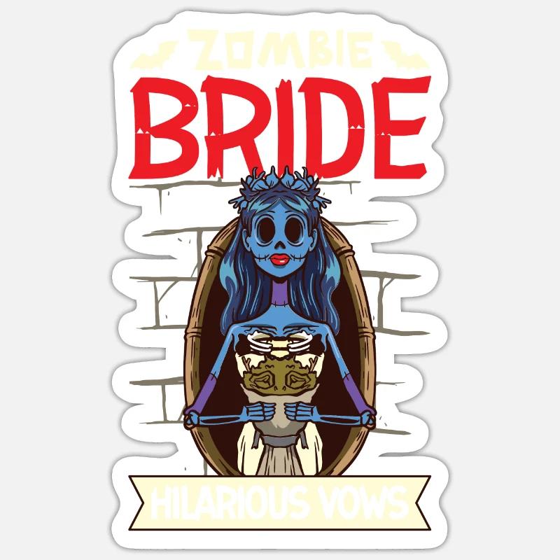 Funny Gothic Goth Wedding Bride Goth Halloween Sticker size S (10 x 10 cm)
