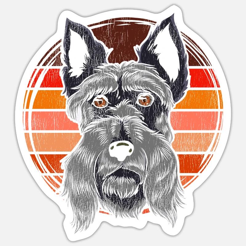 Retro Scottish Terrier - Sticker Größe S (10 x 10 cm) - Mattweiß
