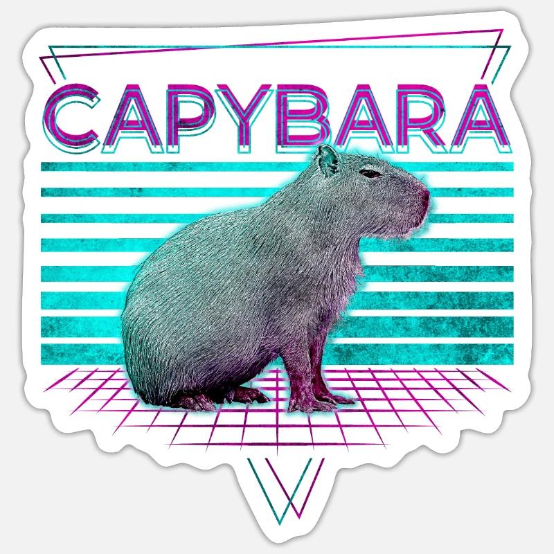 Capybara Retro - Sticker Größe S (10 x 10 cm) - Mattweiß