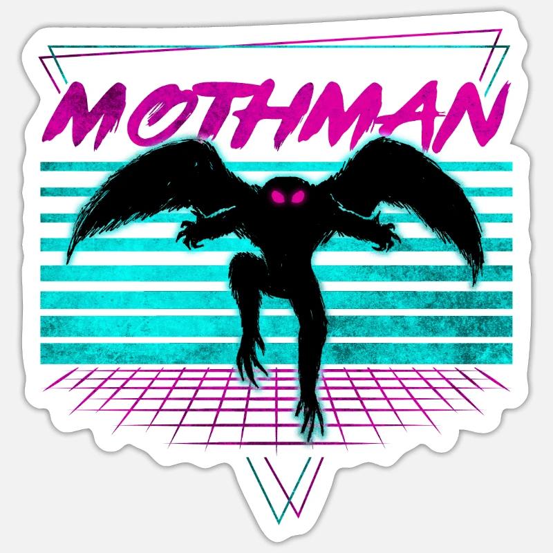Mothman Krypto Kryptozoologie Retro - Sticker Größe S (10 x 10 cm) - Mattweiß