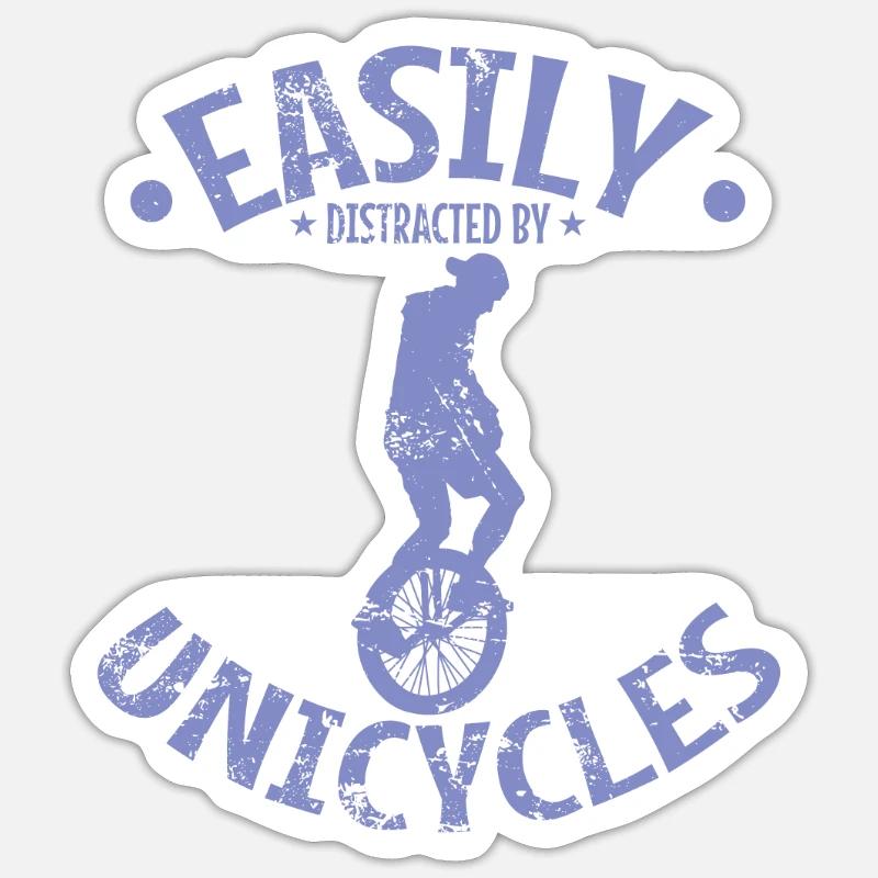 Easily Distracted by Unicycles - Sticker Größe S (10 x 10 cm) - Mattweiß