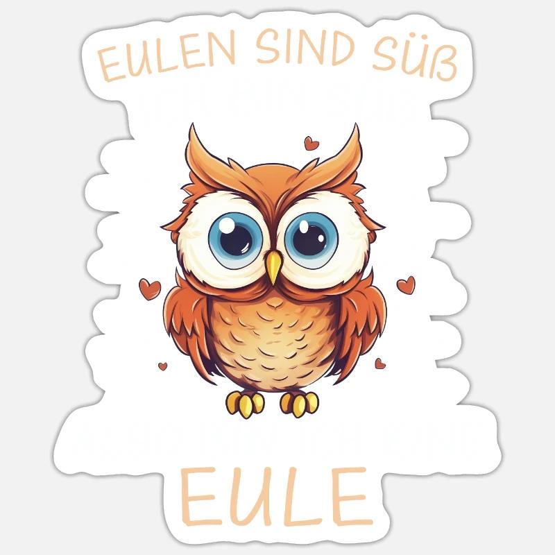 Nachteule Eule Eulen Vogel - Sticker Größe S (10 x 10 cm) - Mattweiß