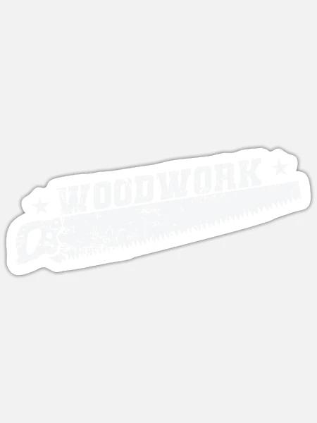 Woodwork Säge Waldarbeiter Wald - Sticker Größe S (10 x 10 cm) - Mattweiß