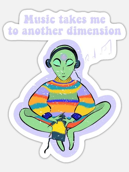 Musik Bringt Mich In Eine Andere Dimension Ufo - Sticker Größe S (10 x 10 cm) - Mattweiß