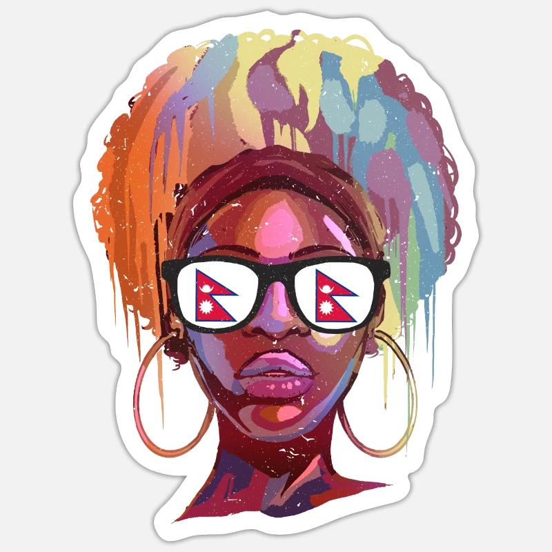 Népal - Sticker taille S (10 x 10 cm) - blanc mat