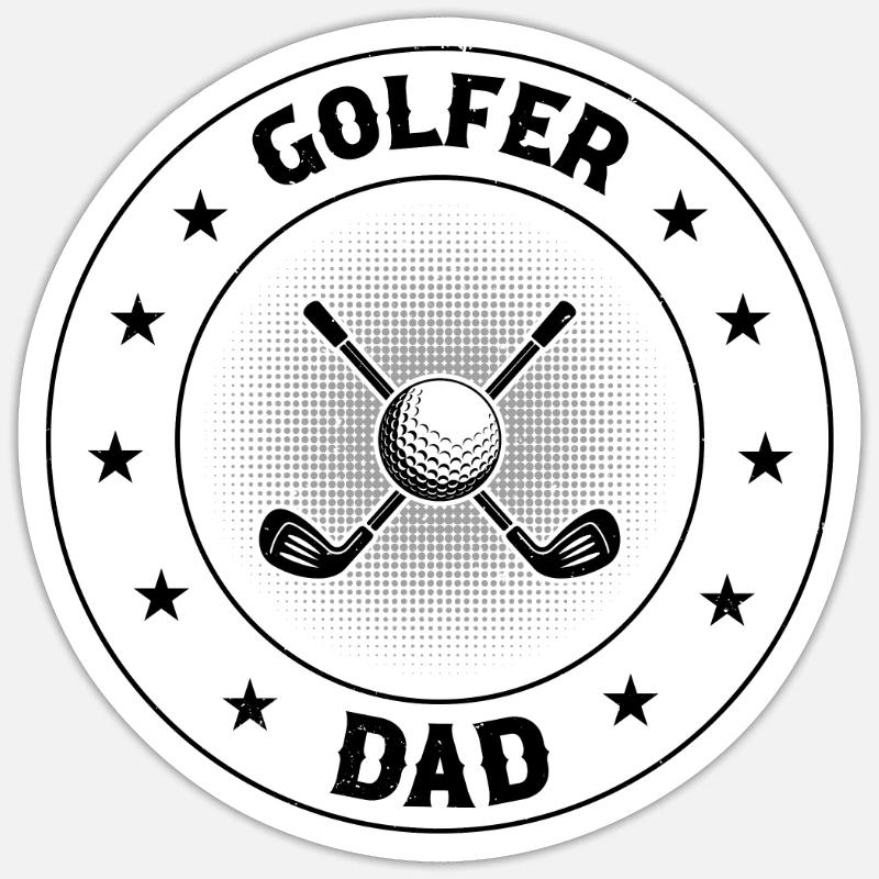 Golfer Dad - Golfer Player Daddy - Sticker Größe S (10 x 10 cm) - Mattweiß