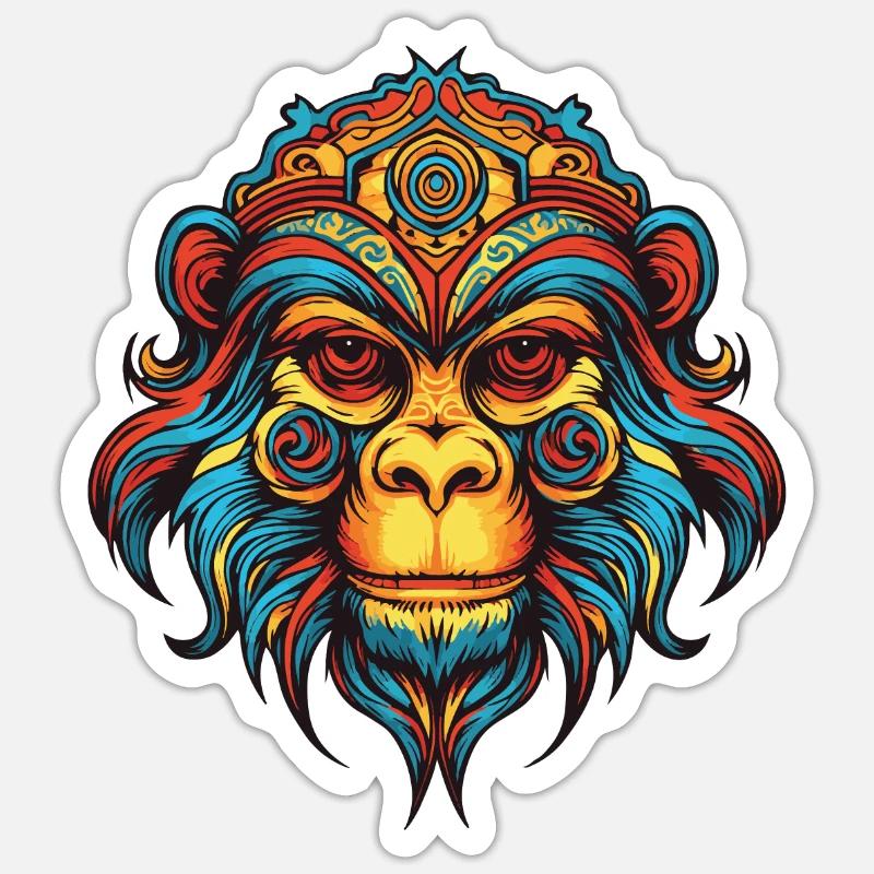 Portrait de singe - Sticker taille S (10 x 10 cm) - blanc mat
