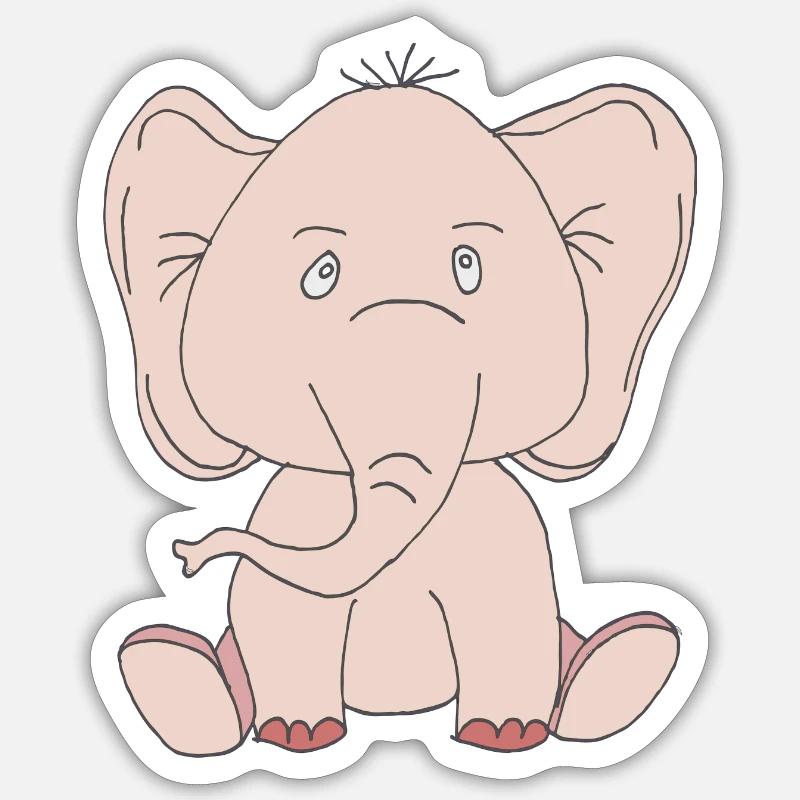 Éléphant Rose - Sticker taille S (10 x 10 cm) - blanc mat