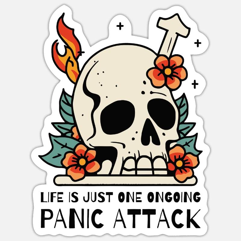 Life is a panic attack - Sticker size S (10 x 10 cm) - white matte