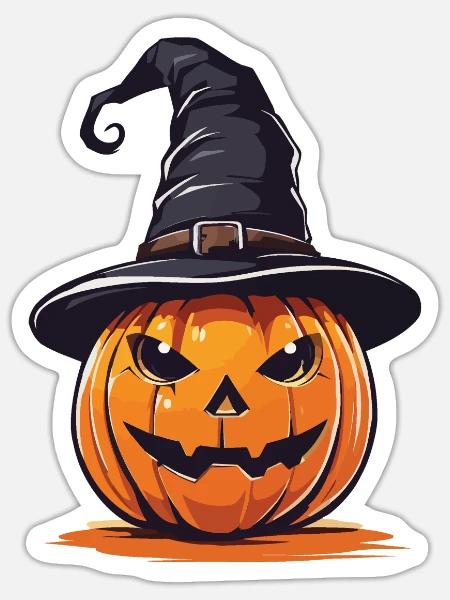 Hexen Kürbis lustiges Halloween Design - Sticker Größe S (10 x 10 cm) - Mattweiß