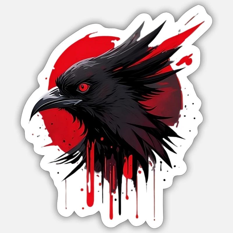 Fantasy bird red-black - Sticker size S (10 x 10 cm) - white matte
