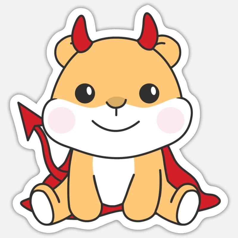 Hamster Happy Halloween Devil Costume - Sticker size S (10 x 10 cm) - white matte