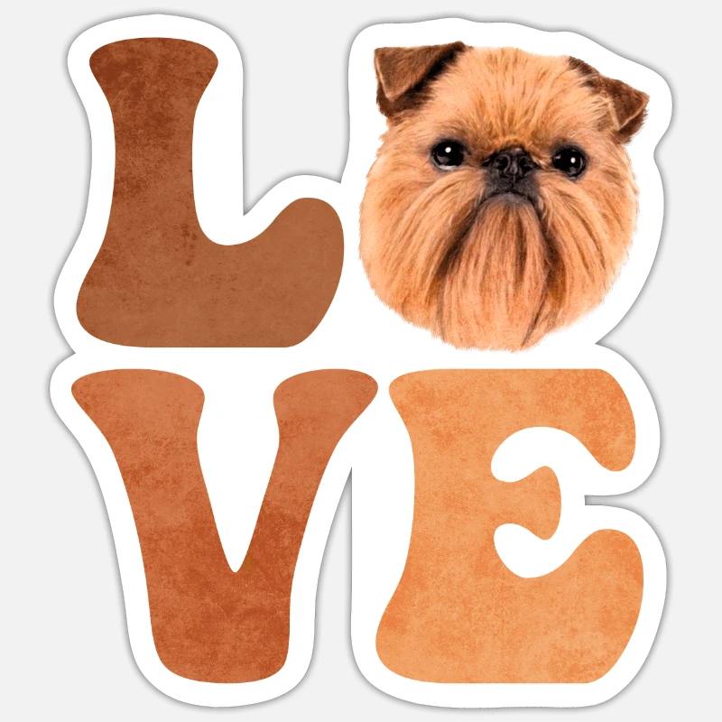 Chien griffon de Bruxelles - Sticker taille S (10 x 10 cm) - blanc mat