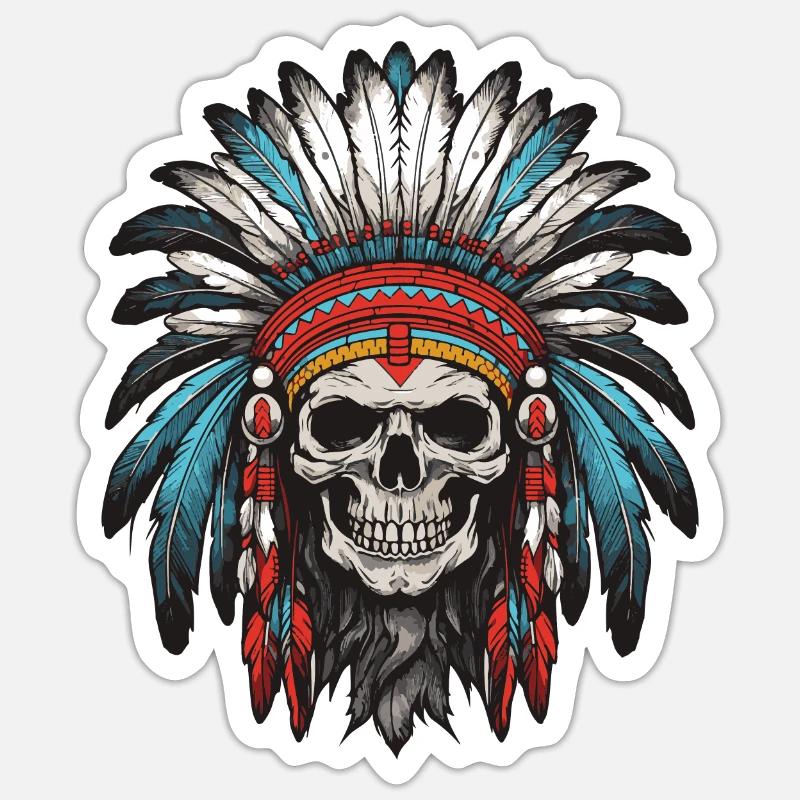 Crâne de chef indien Apache Sticker taille S (10 x 10 cm)