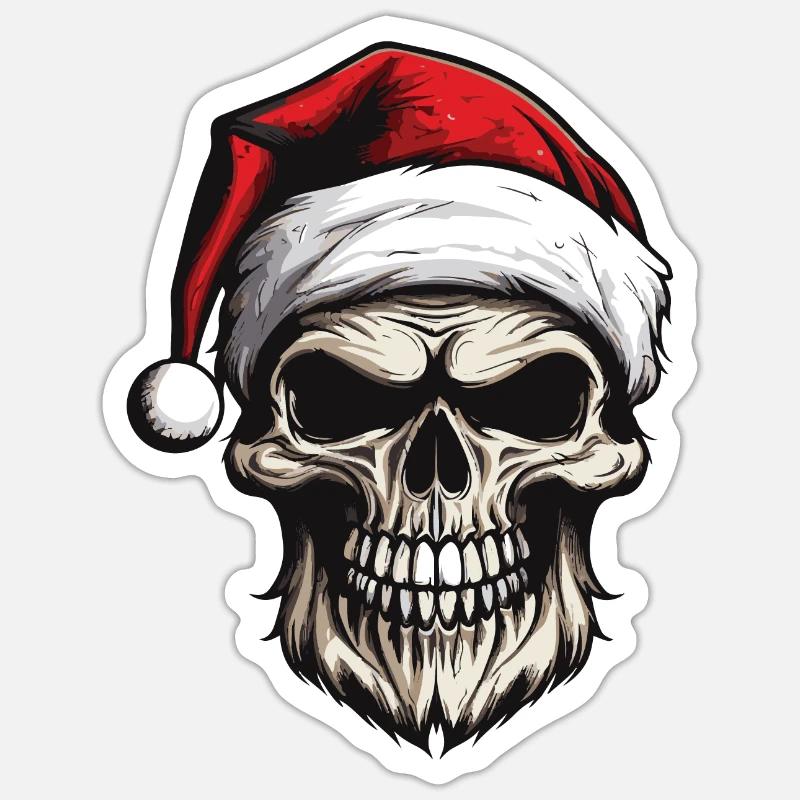 Crâne du Père Noël - Sticker taille S (10 x 10 cm) - blanc mat