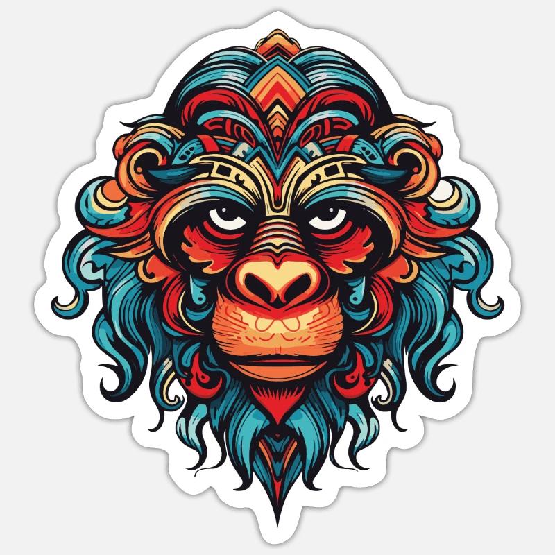 Portrait de singe - Sticker taille S (10 x 10 cm) - blanc mat