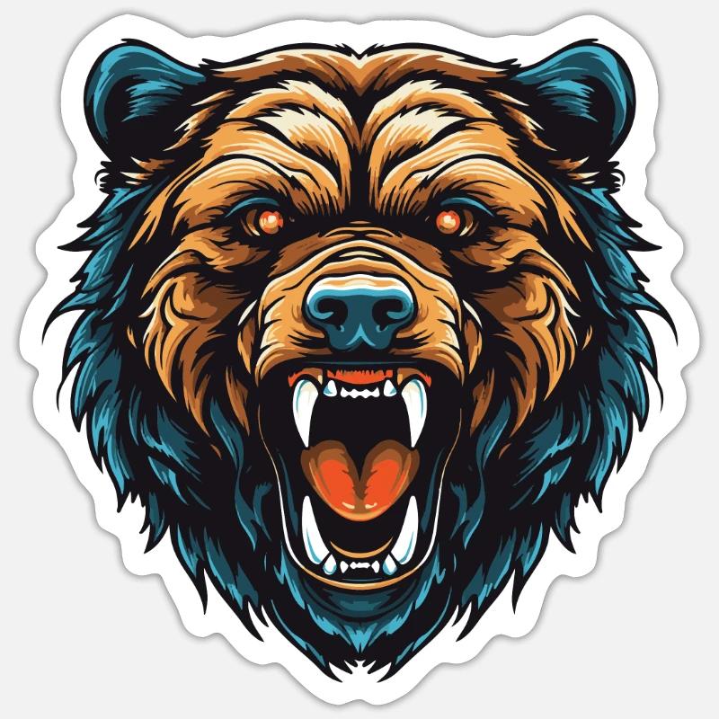 Portrait d’ours - Sticker taille S (10 x 10 cm) - blanc mat